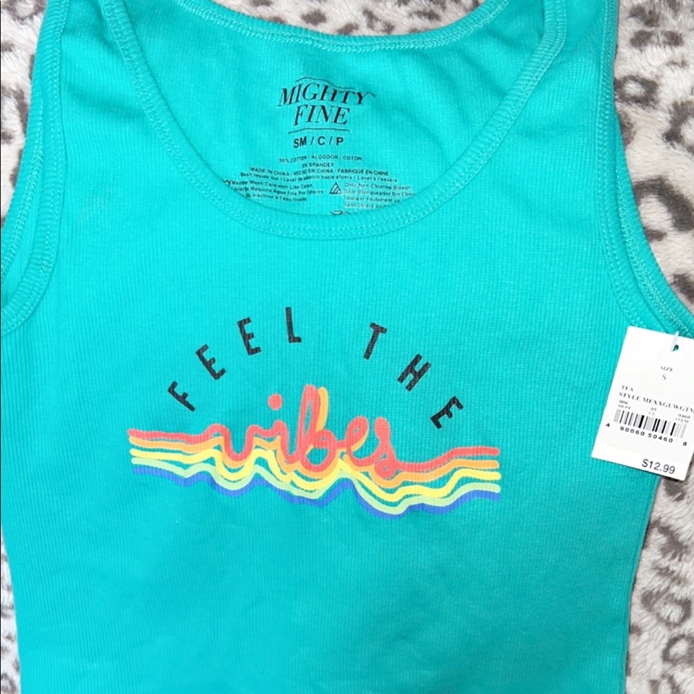Teal graphic tank top